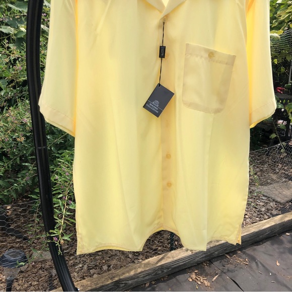 Maxini Collezione Button Down Shirt Size L Short Sleeves Yellow - Picture 3 of 7